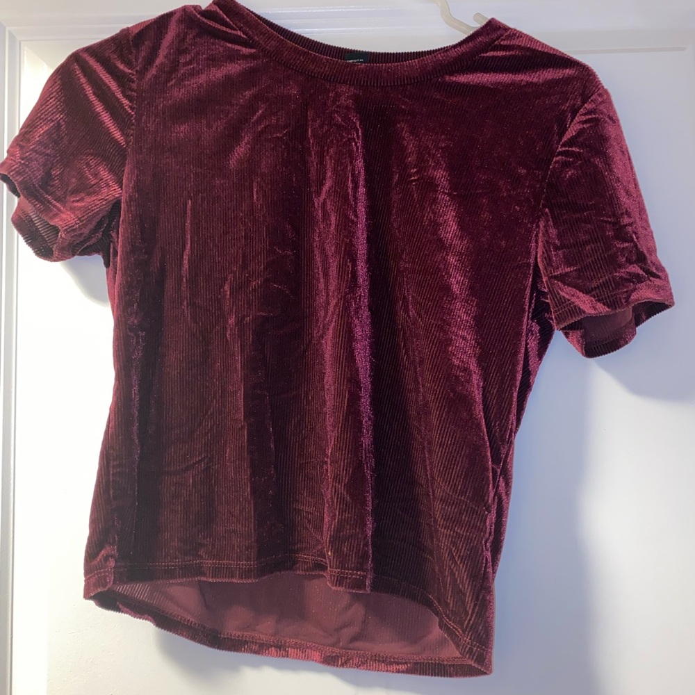 Forever 21 Burgundy Velvet Shirt